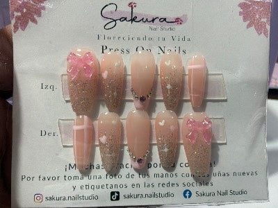 Rosa con moños y corazones S