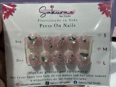 Rosa con plateado y diamantes M